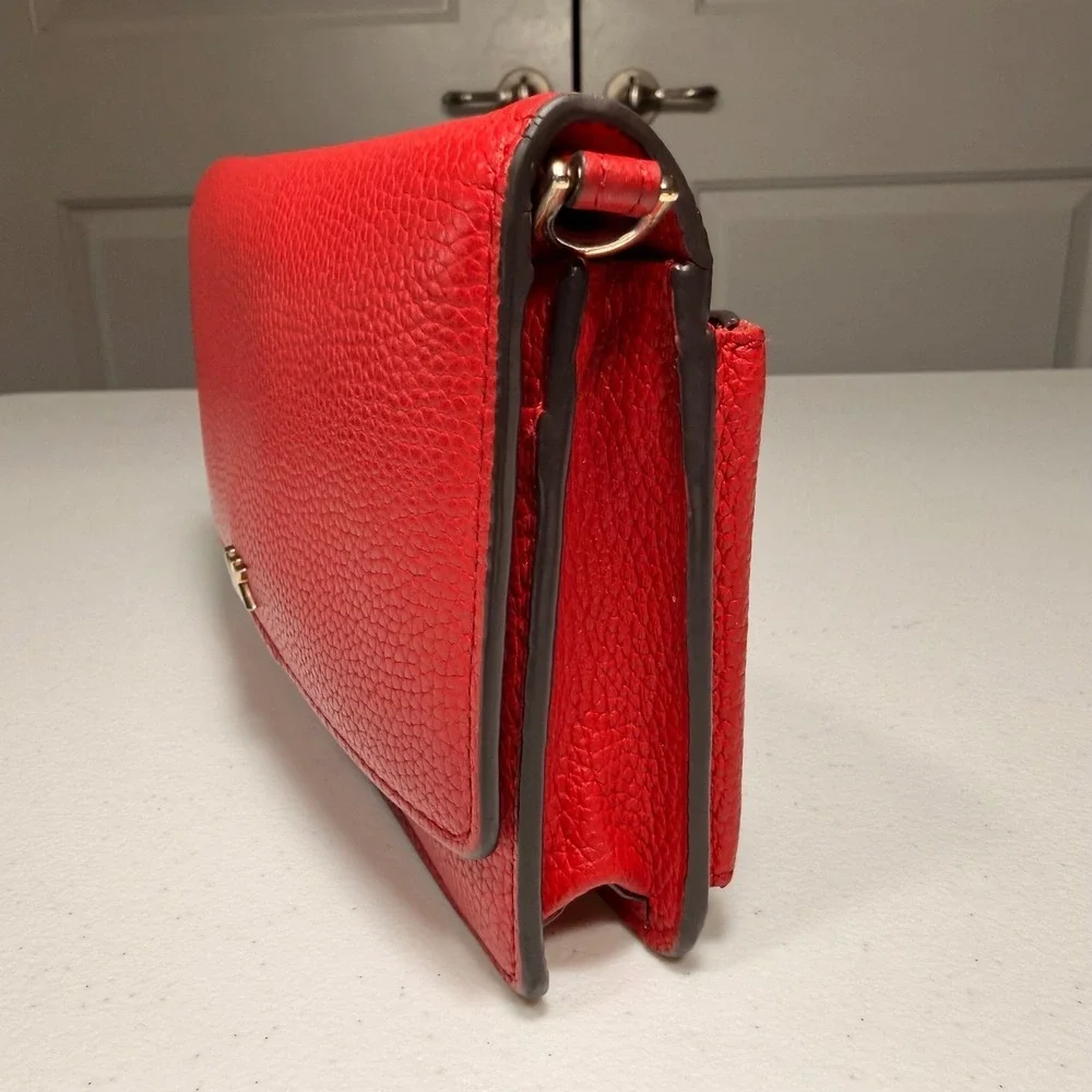 Michael Kors Adele Red Pebbled Leather Smartphone Wallet Wristlet Clutch